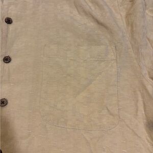 Tan Button-Up Shirt with Pocket